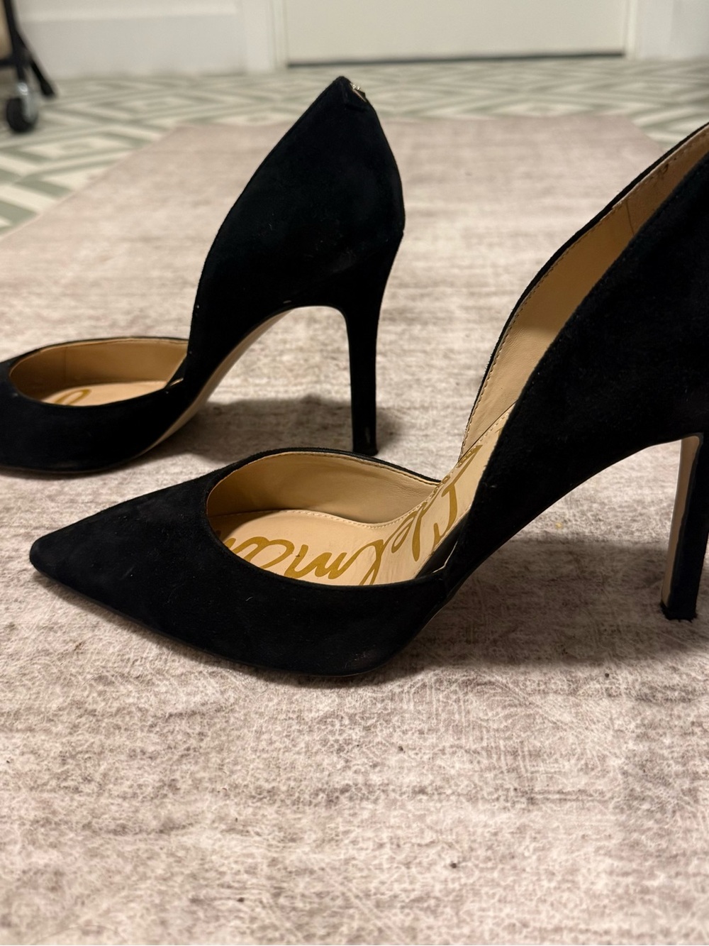 Sam Edelman Harlie Black Suede d’Orsay Stiletto Pumps Size 7.5